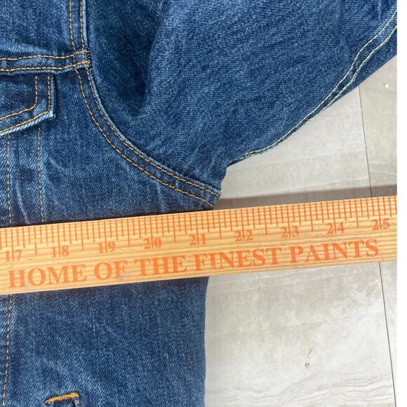 Levi Strauss Mens Retro Blue Denim Sherpa Lined Trucker Jacket Small Button Up - Picture 10 of 12